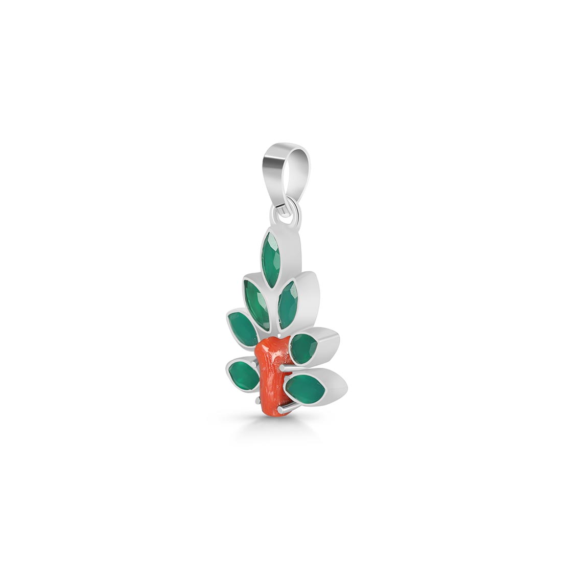 Red Coral / Green Onyx Pendant-(COR-P-86)